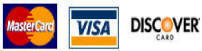we accept Visa, MasterCard and Discover